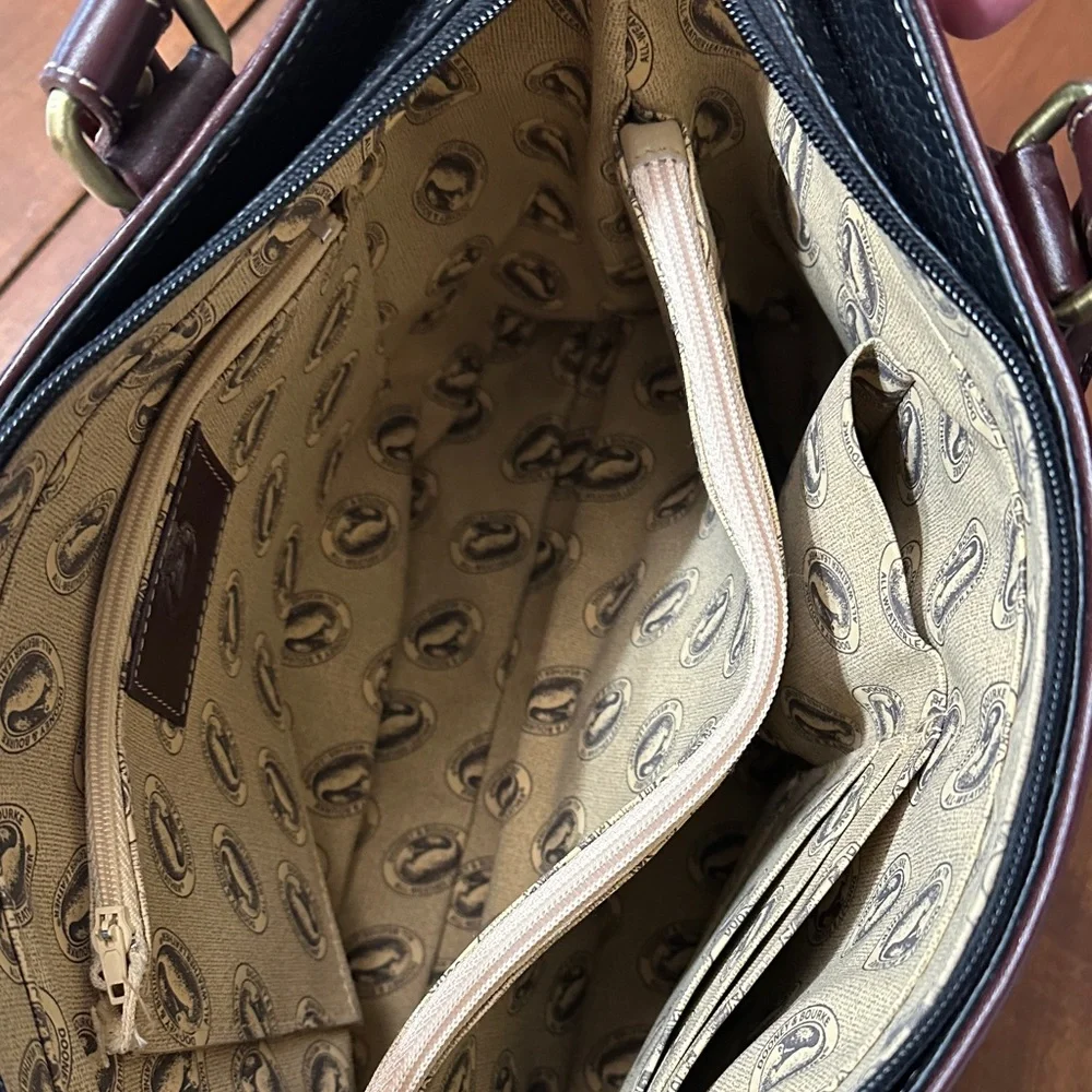 Dooney & Bourke Black Leather Bag with Red Logo